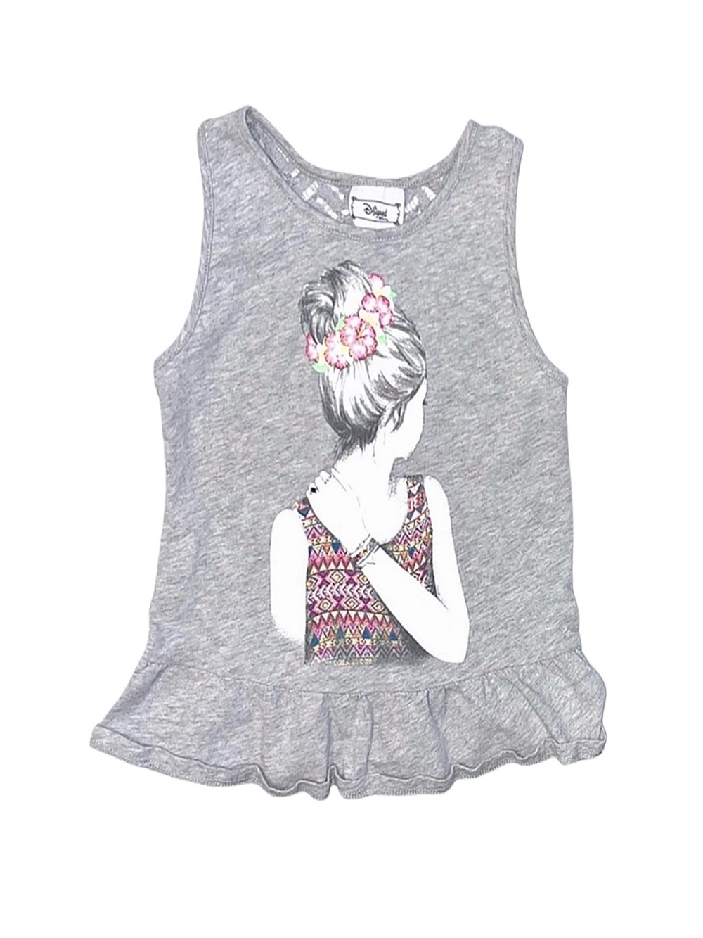 DISNEY Girl's Grey Graphic Tank Top XS 6